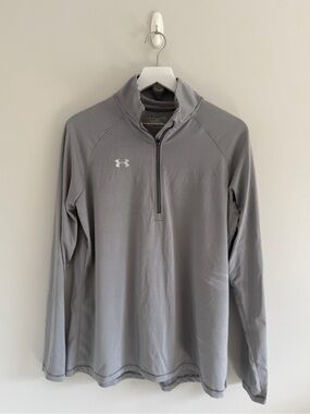 Under Armour Heat Gear Loose Gray Striped Quarter Zip Size L